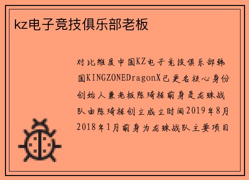 kz电子竞技俱乐部老板